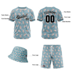 Custom Hawaiian Baseball Jersey and Shorts Set 2 Pieces Print Beach Suit with adults and kid for Bucket Hats