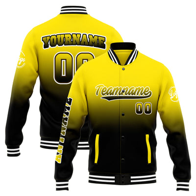 Custom Varsity Jacket Letterman Jacket For Men, Women And Youth Yellow&Black