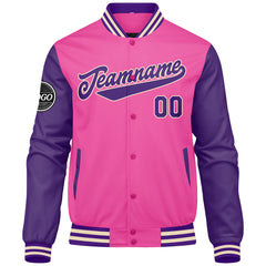 Custom Varsity Jacket Letterman Jacket For Men, Women And Youth Pink Purple