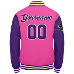 Custom Varsity Jacket Letterman Jacket For Men, Women And Youth Pink Purple