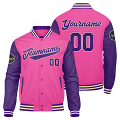 Custom Varsity Jacket Letterman Jacket For Men, Women And Youth Pink Purple