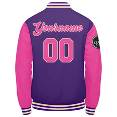 Custom Varsity Jacket Letterman Jacket For Men, Women And Youth Purple Pink