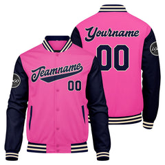 Custom Varsity Jacket Letterman Jacket For Men, Women And Youth Pink Navy