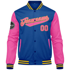 Custom Varsity Jacket Letterman Jacket For Men, Women And Youth Royal Pink