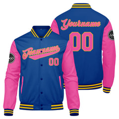 Custom Varsity Jacket Letterman Jacket For Men, Women And Youth Royal Pink