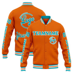 Custom Varsity Jacket Letterman Jacket For Men, Women And Youth Orange Teal