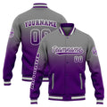 Custom Varsity Jacket Letterman Jacket For Men, Women And Youth Grey Purple Gradient