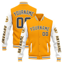 Custom Varsity Jacket Letterman Jacket For Men, Women And Youth Yellow White