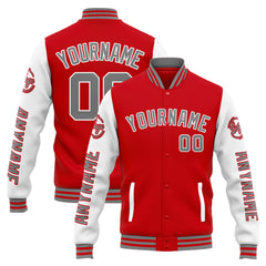 Custom Varsity Jacket Letterman Jacket For Men, Women And Youth Red White