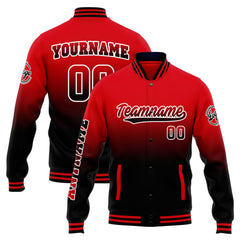 Custom Varsity Jacket Letterman Jacket For Men, Women And Youth Red Black Gradient