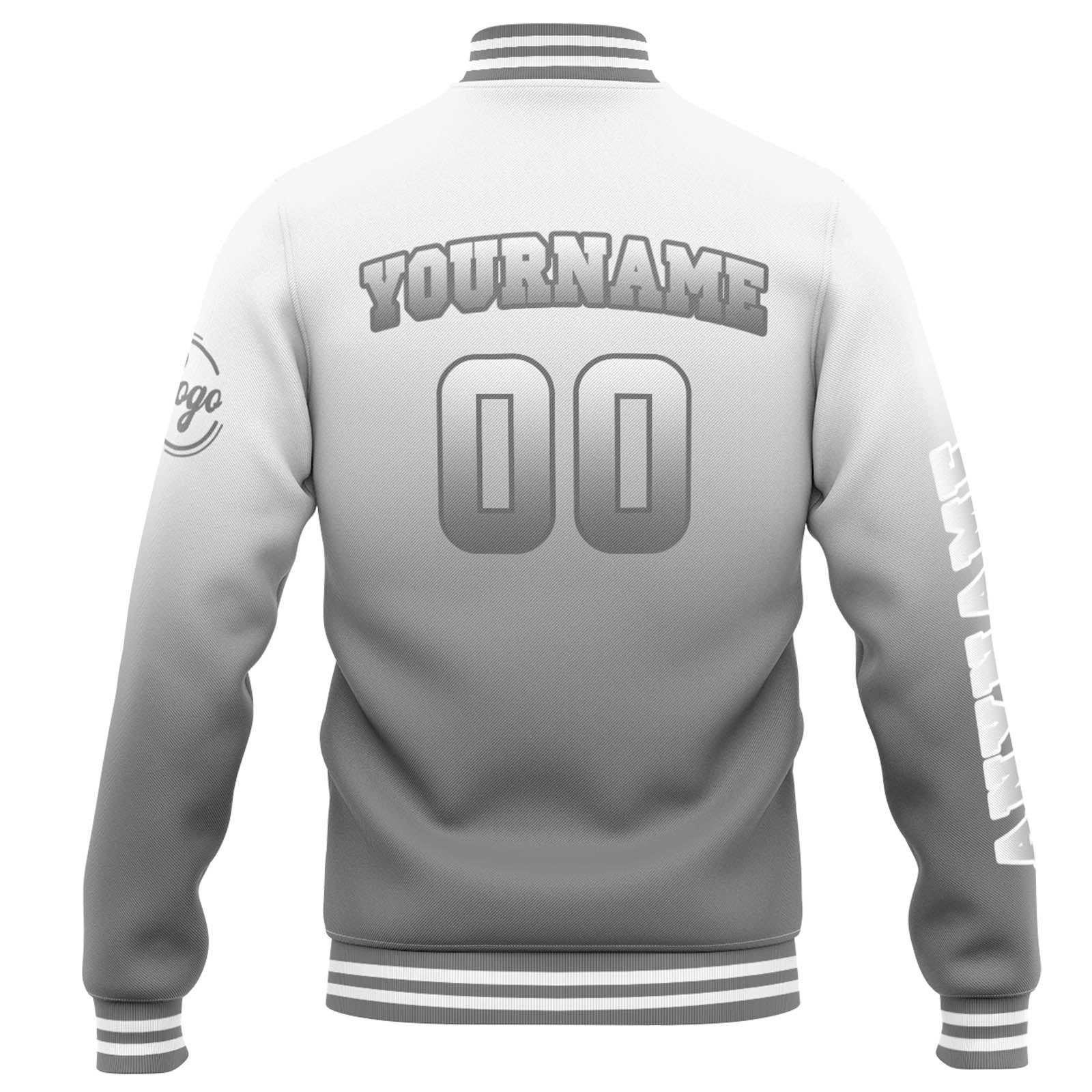 Custom Varsity Jacket Letterman Jacket For Men, Women And Youth White Grey Gradient