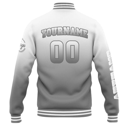 Custom Varsity Jacket Letterman Jacket For Men, Women And Youth White Grey Gradient