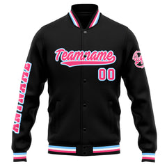 Custom Varsity Jacket Letterman Jacket For Men, Women And Youth Black Pink