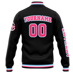 Custom Varsity Jacket Letterman Jacket For Men, Women And Youth Black Pink