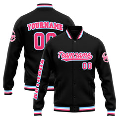 Custom Varsity Jacket Letterman Jacket For Men, Women And Youth Black Pink