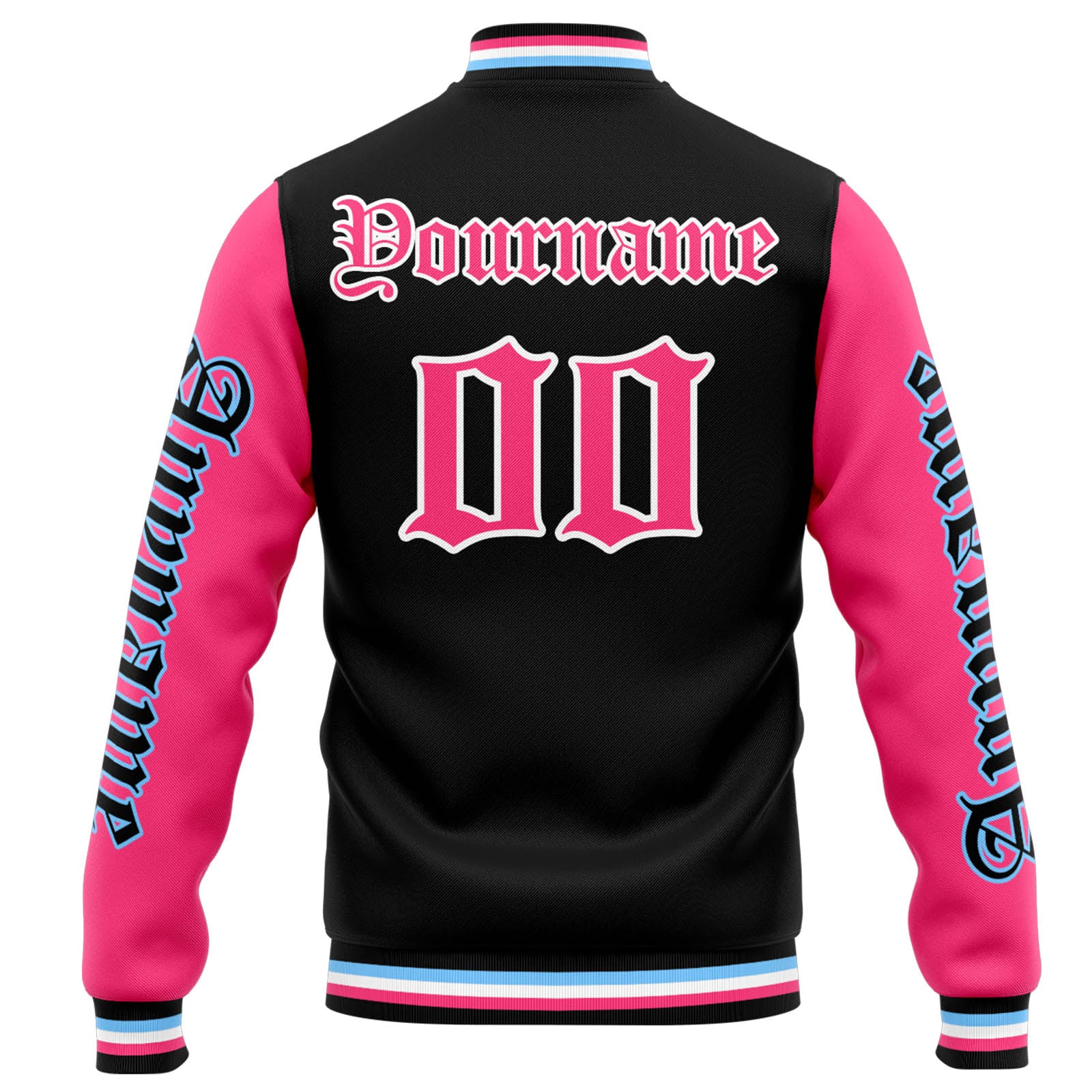 Custom Varsity Jacket Letterman Jacket For Men, Women And Youth Black Pink