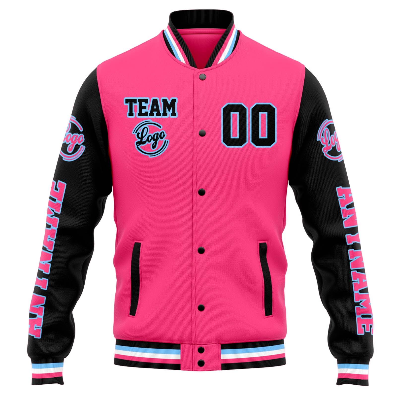 Custom Varsity Jacket Letterman Jacket For Men, Women And Youth Pink Black