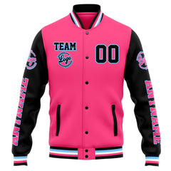 Custom Varsity Jacket Letterman Jacket For Men, Women And Youth Pink Black