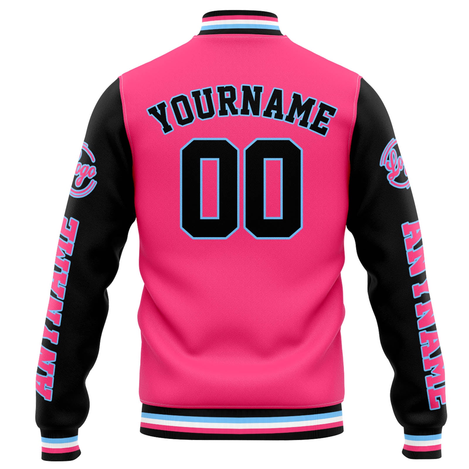 Custom Varsity Jacket Letterman Jacket For Men, Women And Youth Pink Black