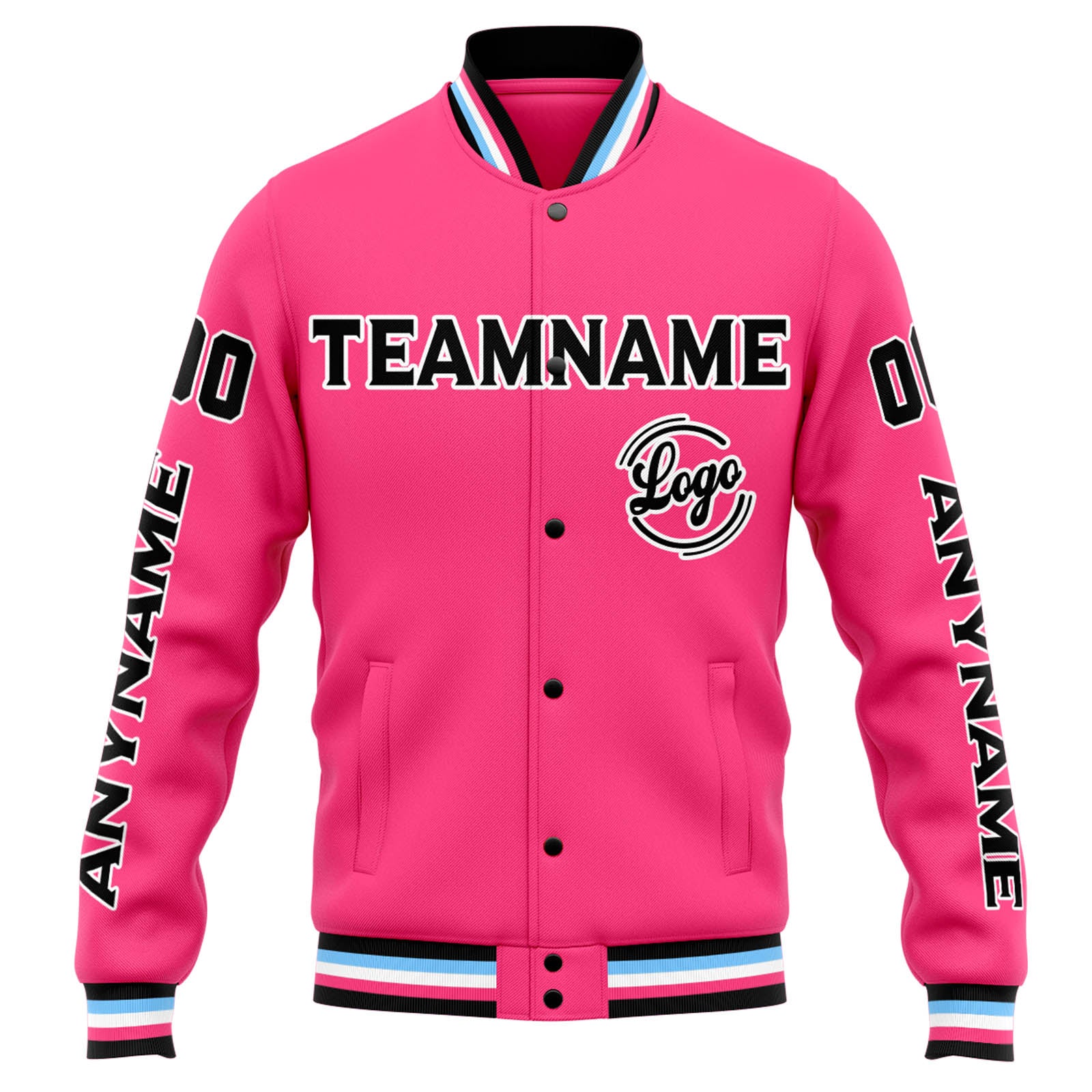 Custom Varsity Jacket Letterman Jacket For Men, Women And Youth Pink Black