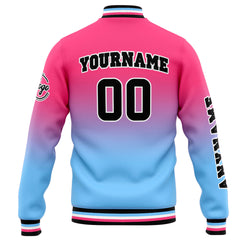 Custom Varsity Jacket Letterman Jacket For Men, Women And Youth Pink Light Blue Gradient