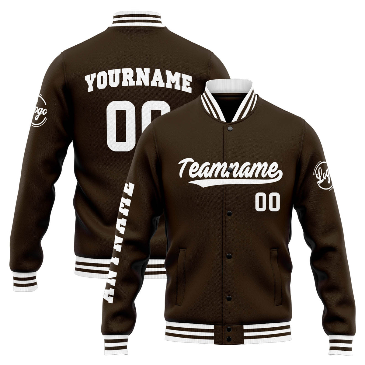 Custom Varsity Jacket Letterman Jacket For Men, Women And Youth Brown White