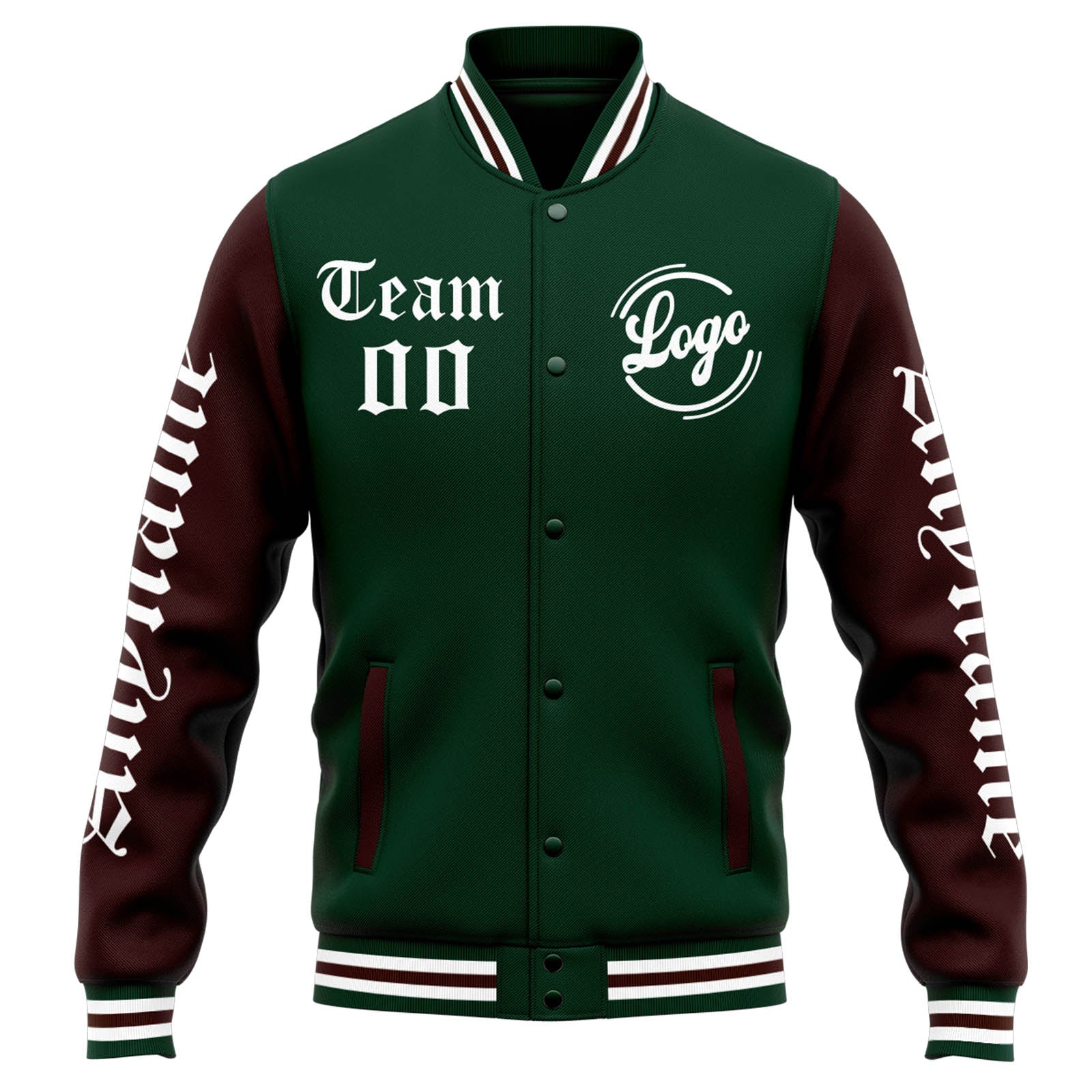 Custom Varsity Jacket Letterman Jacket For Men, Women And Youth Green Brown