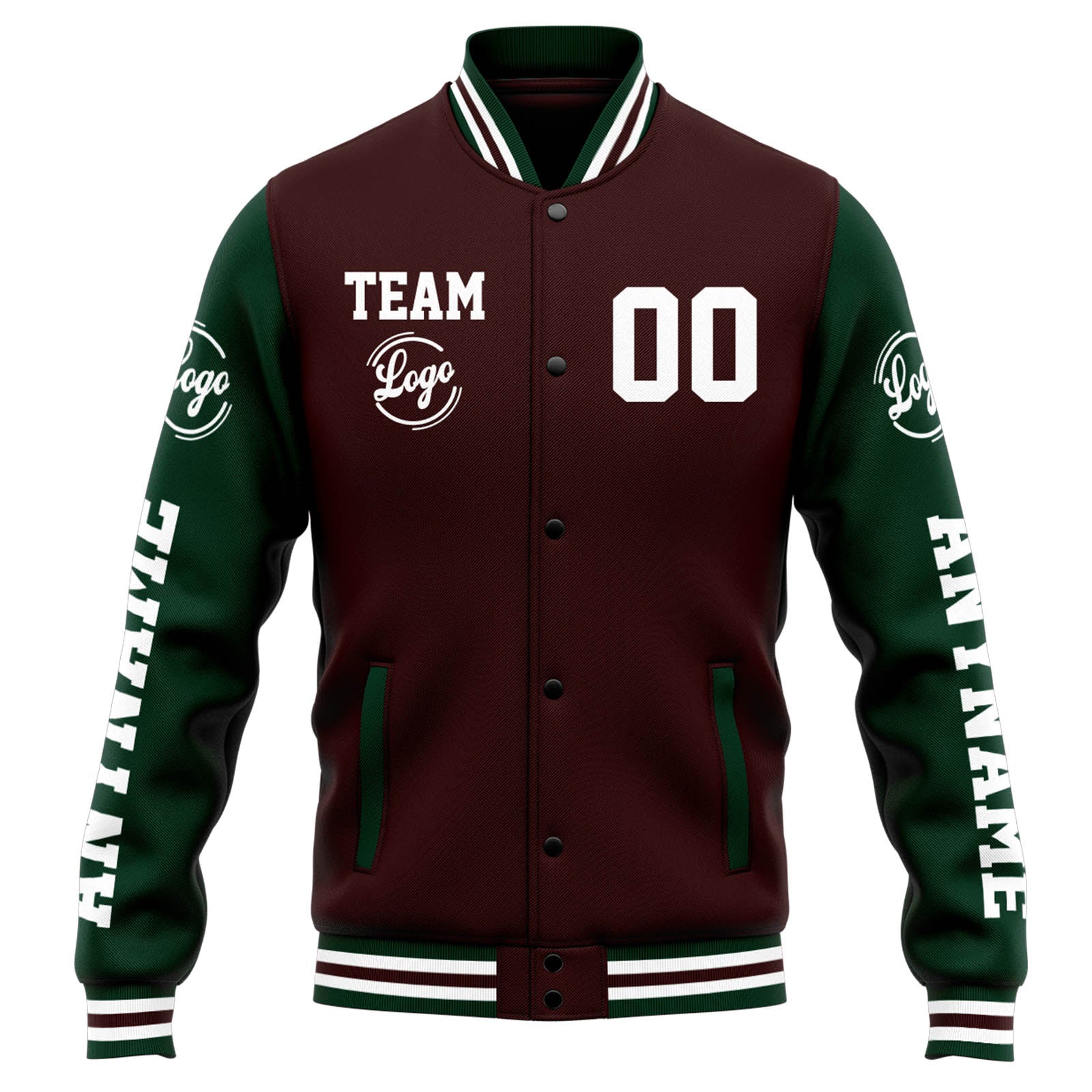 Custom Varsity Jacket Letterman Jacket For Men, Women And Youth Brown Green