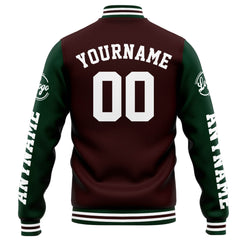 Custom Varsity Jacket Letterman Jacket For Men, Women And Youth Brown Green