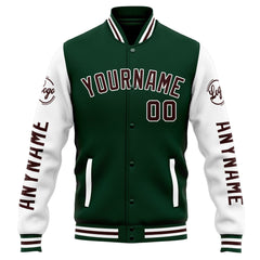 Custom Varsity Jacket Letterman Jacket For Men, Women And Youth Green White