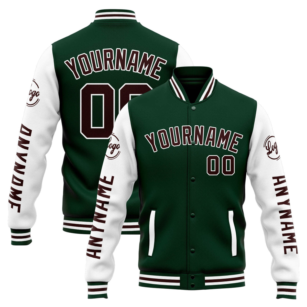 Custom Varsity Jacket Letterman Jacket For Men, Women And Youth Green White