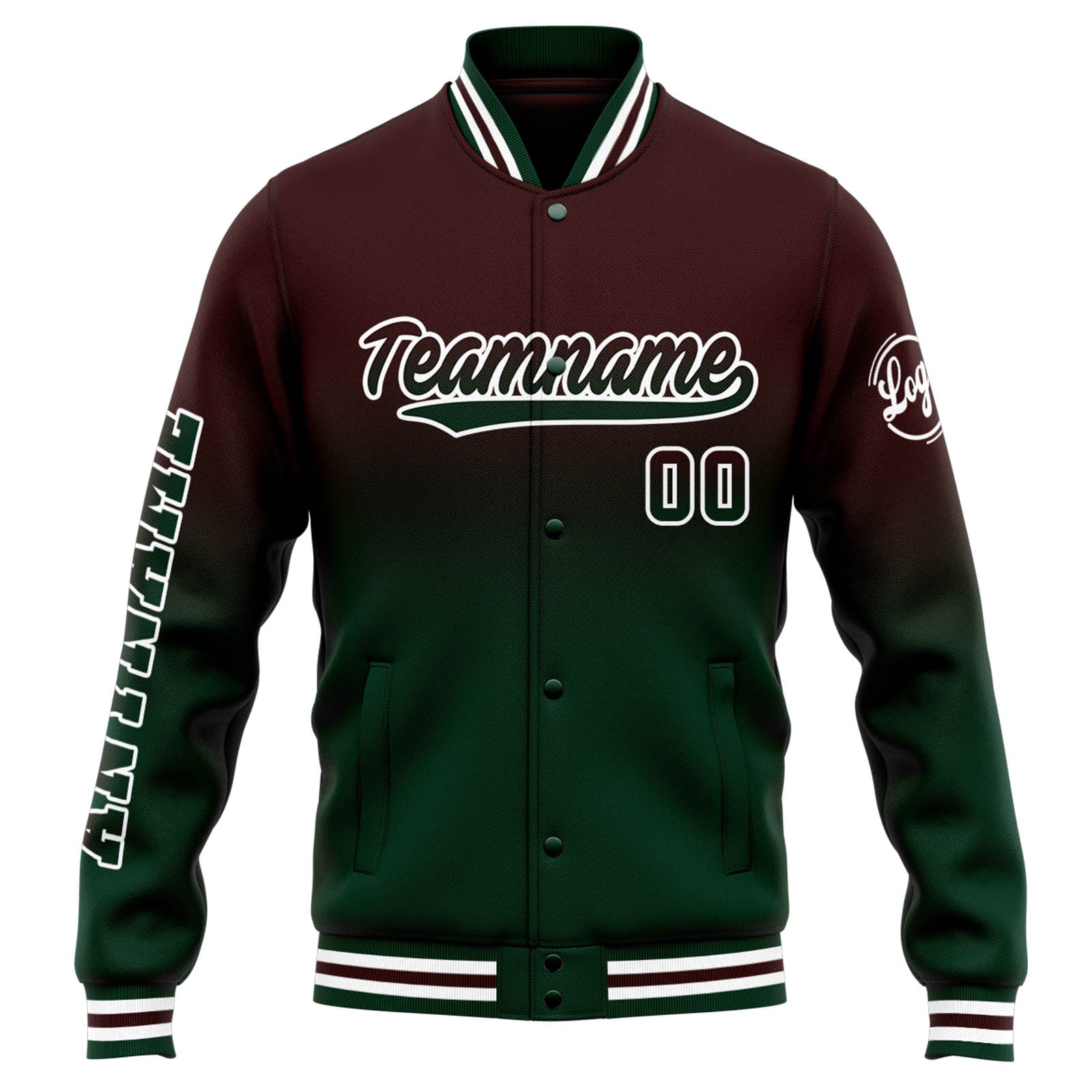 Custom Varsity Jacket Letterman Jacket For Men, Women And Youth Brown Green Gradient