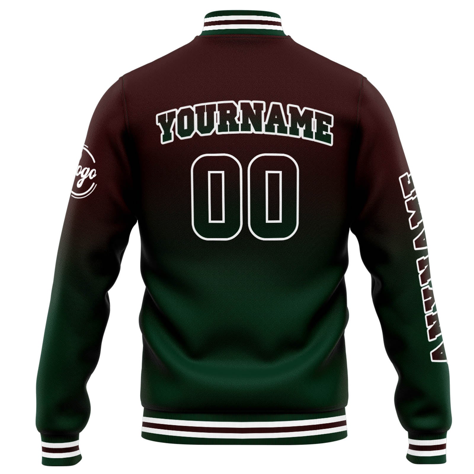 Custom Varsity Jacket Letterman Jacket For Men, Women And Youth Brown Green Gradient