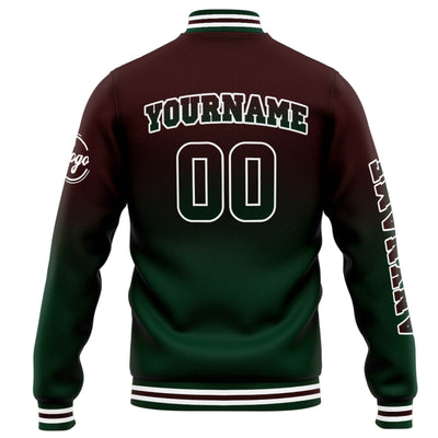 Custom Varsity Jacket Letterman Jacket For Men, Women And Youth Brown Green Gradient