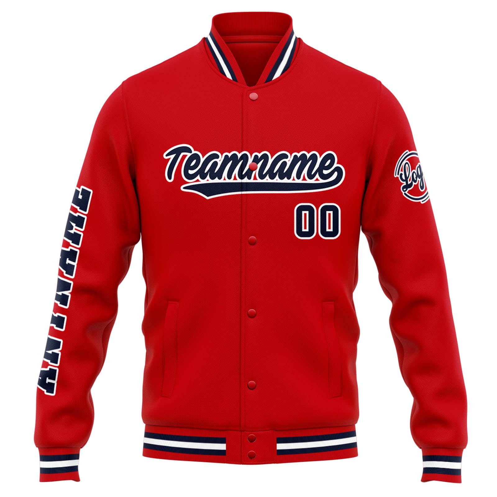 Custom Varsity Jacket Letterman Jacket For Men, Women And Youth Red Navy