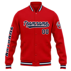 Custom Varsity Jacket Letterman Jacket For Men, Women And Youth Red Navy