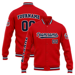 Custom Varsity Jacket Letterman Jacket For Men, Women And Youth Red Navy