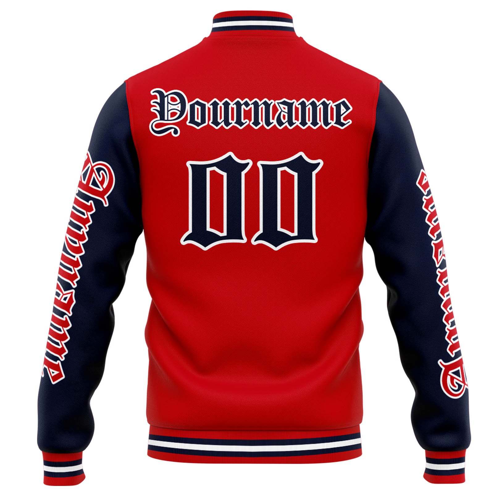 Custom Varsity Jacket Letterman Jacket For Men, Women And Youth Red Navy