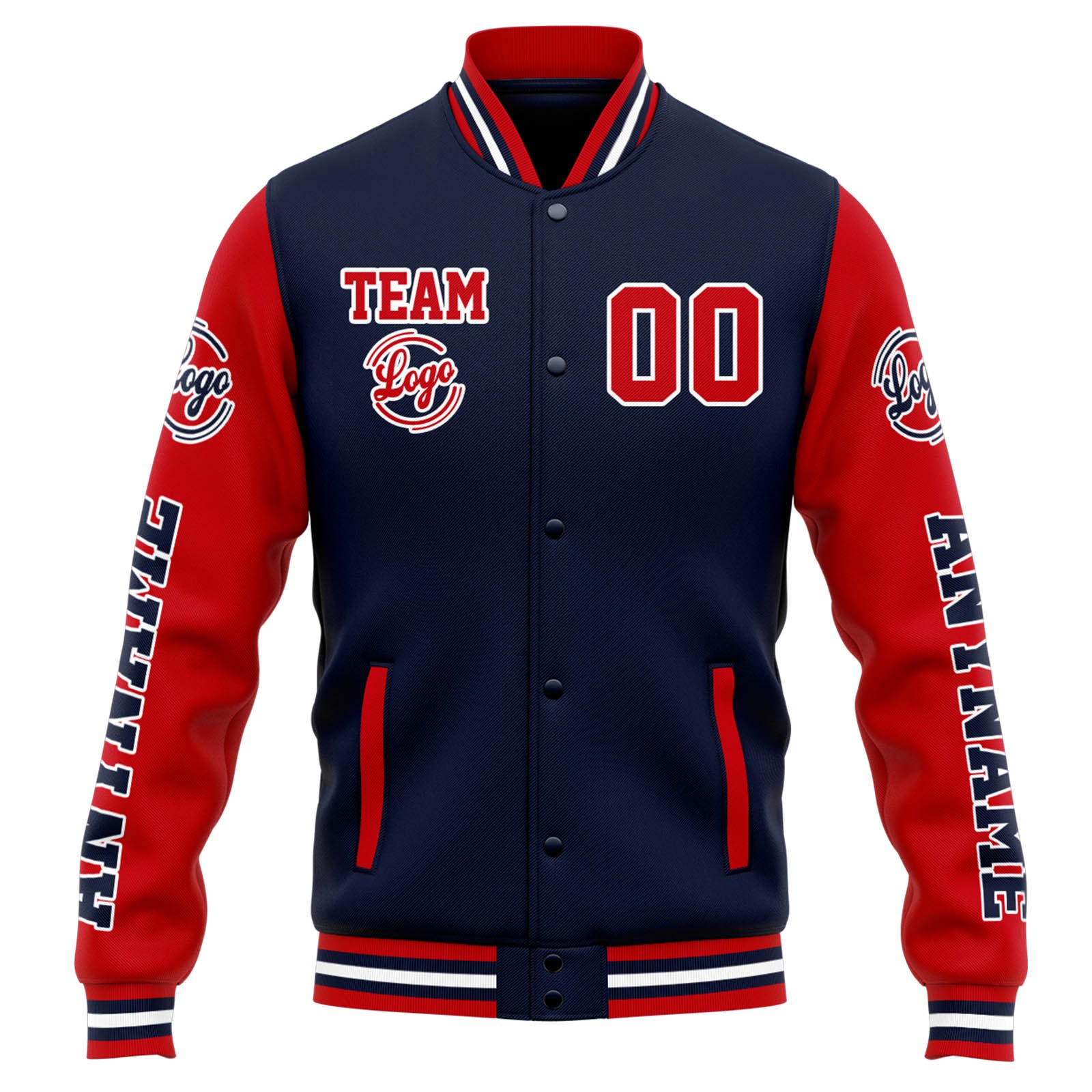 Custom Varsity Jacket Letterman Jacket For Men, Women And Youth Navy Red