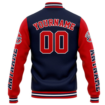Custom Varsity Jacket Letterman Jacket For Men, Women And Youth Navy Red