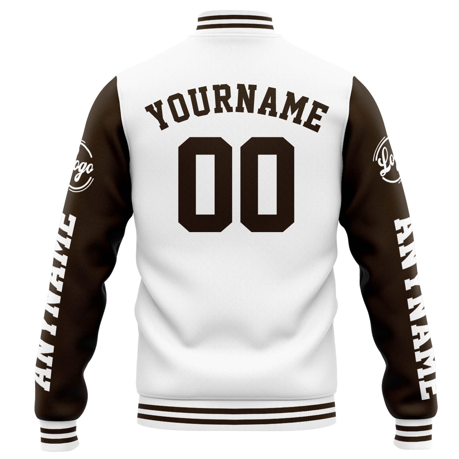 Custom Varsity Jacket Letterman Jacket For Men, Women And Youth White Brown