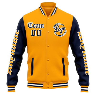 Custom Varsity Jacket Letterman Jacket For Men, Women And Youth Orange Navy