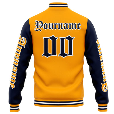 Custom Varsity Jacket Letterman Jacket For Men, Women And Youth Orange Navy
