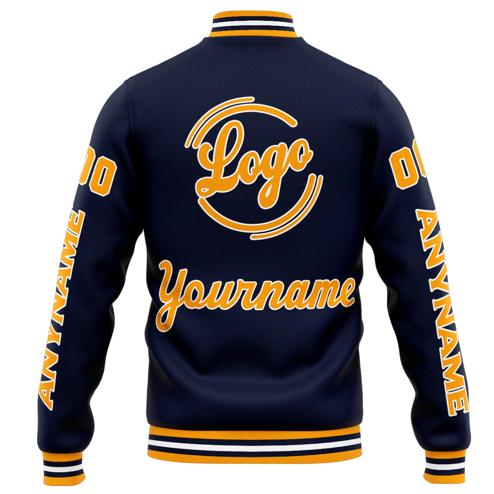 Custom Varsity Jacket Letterman Jacket For Men, Women And Youth Navy Orange