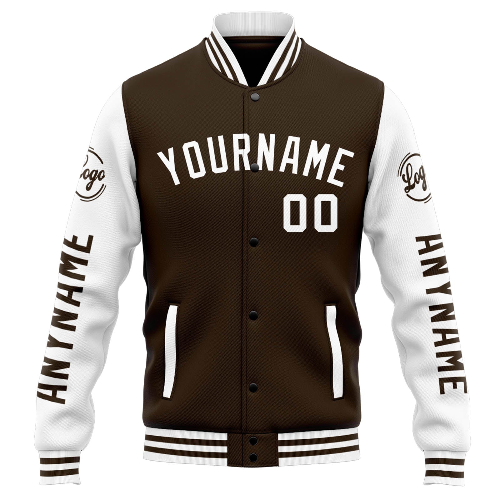 Custom Varsity Jacket Letterman Jacket For Men, Women And Youth Brown White