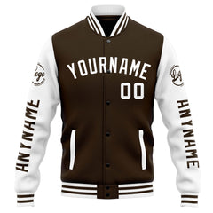 Custom Varsity Jacket Letterman Jacket For Men, Women And Youth Brown White