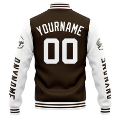 Custom Varsity Jacket Letterman Jacket For Men, Women And Youth Brown White