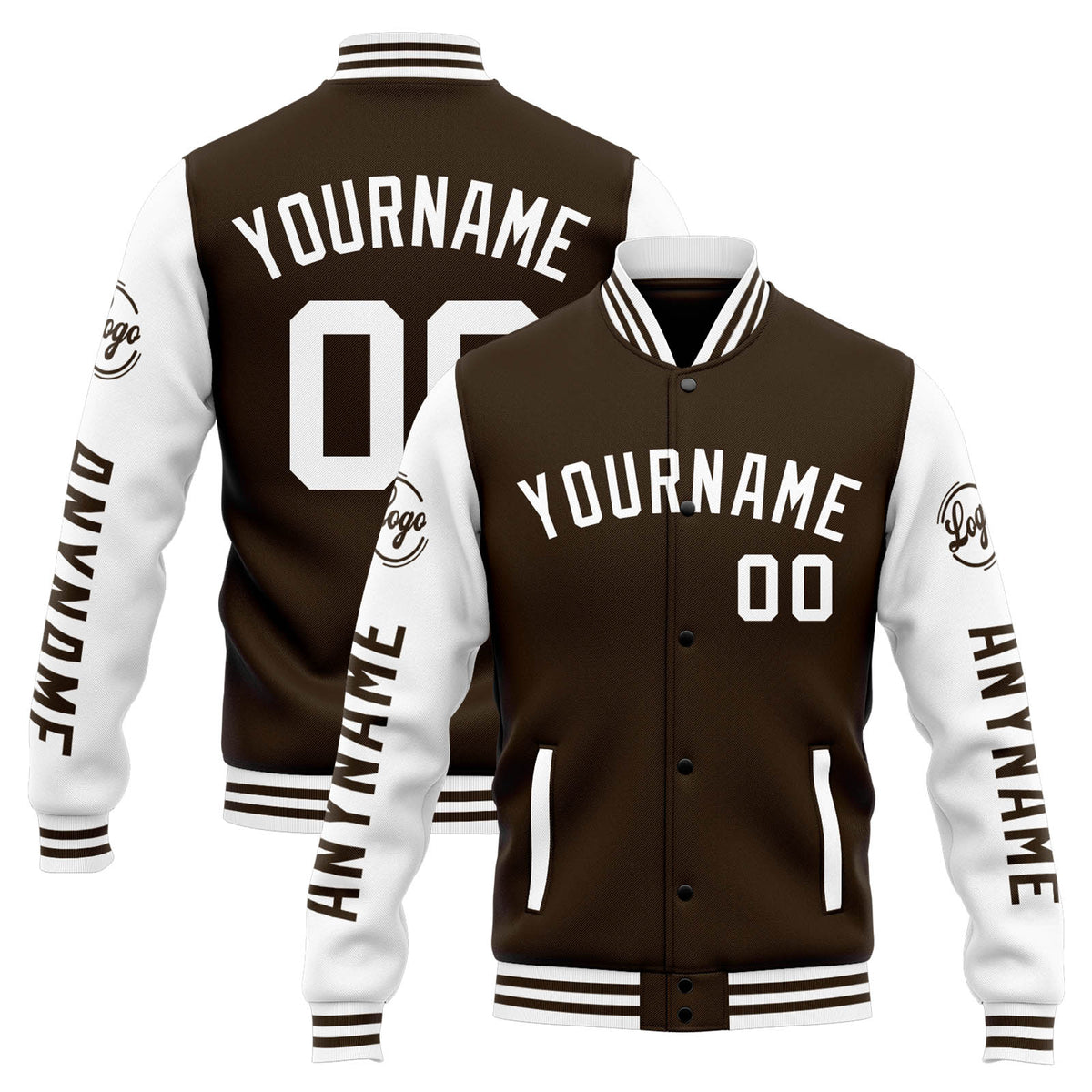 Custom Varsity Jacket Letterman Jacket For Men, Women And Youth Brown White