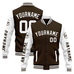 Custom Varsity Jacket Letterman Jacket For Men, Women And Youth Brown White