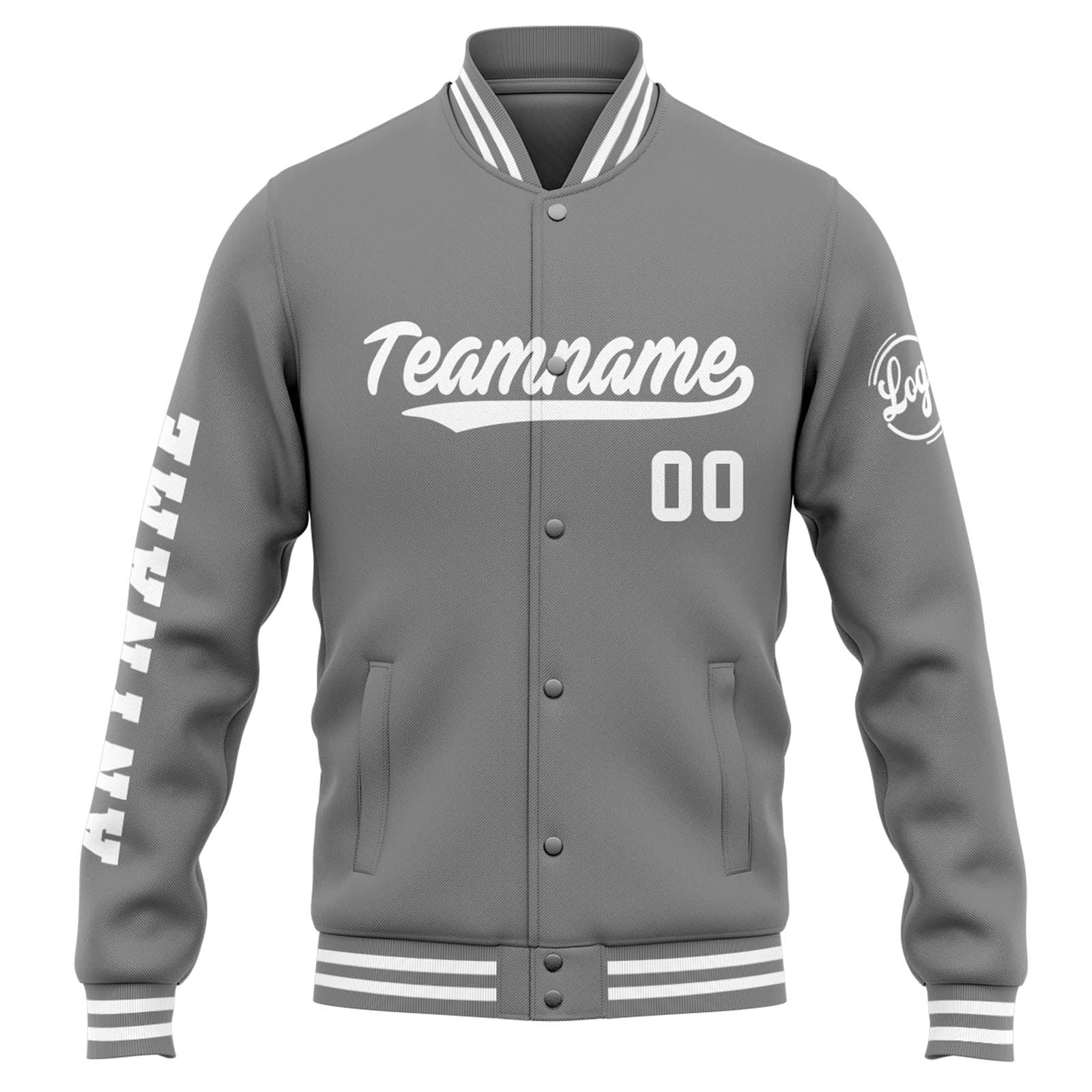 Custom Varsity Jacket Letterman Jacket For Men, Women And Youth Grey White